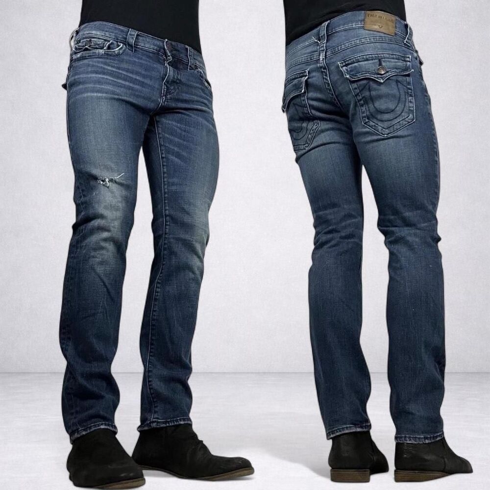 True-religion Men's Blue and Navy Jeans